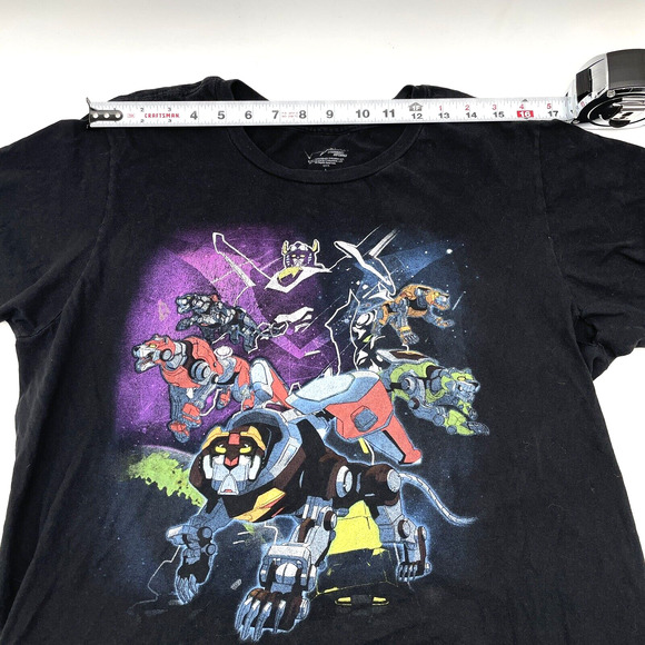 2017 Voltron Legendary Defender Black Distressed Graphic T-Shirt Size L - FLAWED - Picture 5 of 10